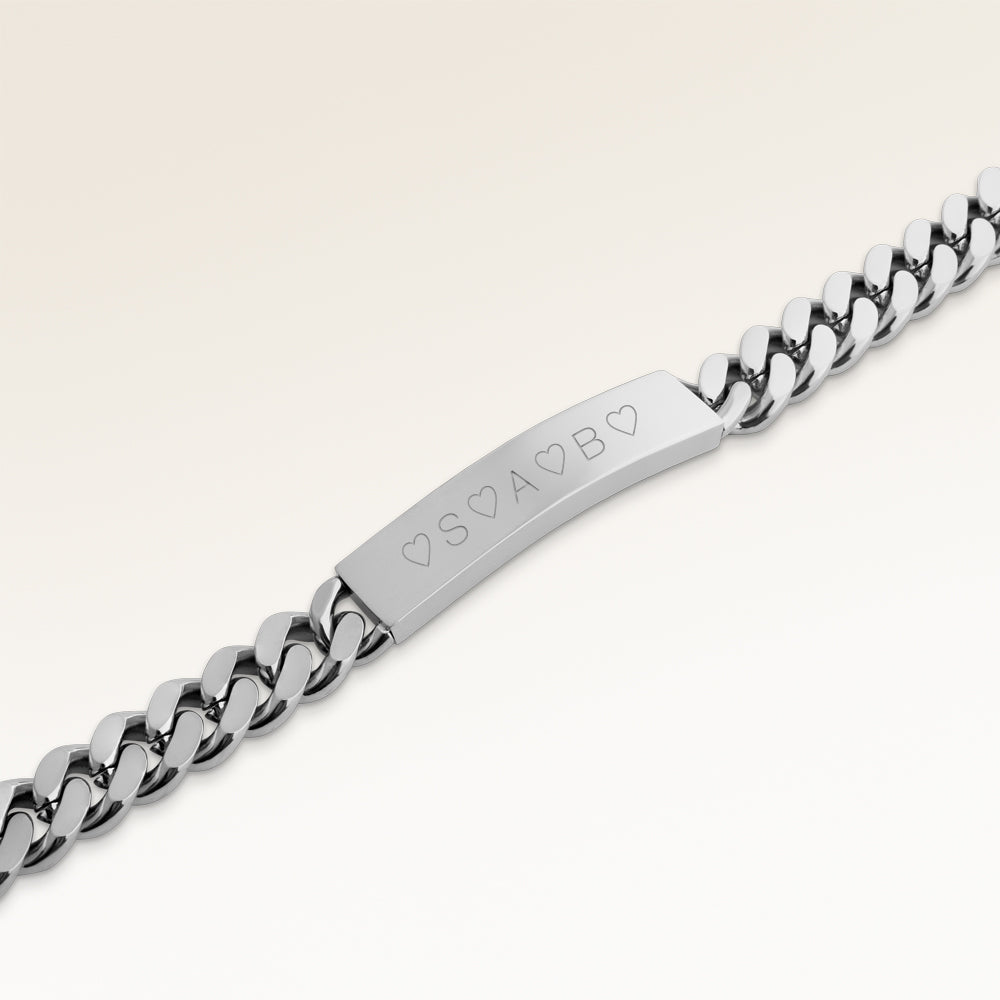 Bracelet Bar 8mm pour Hommes - Gravure (Argent)