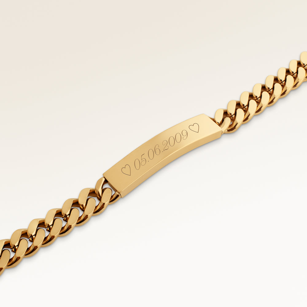 Bracelet Bar 8mm pour Hommes - Gravure (Or)