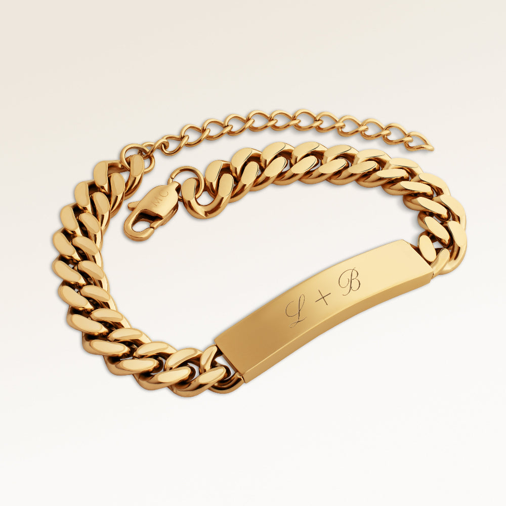Bracelet Bar 8mm pour Hommes - Gravure (Or)