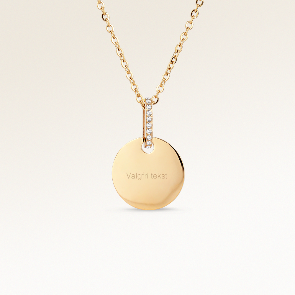 Circle Necklace with Zirconia - Engraving (Gold)