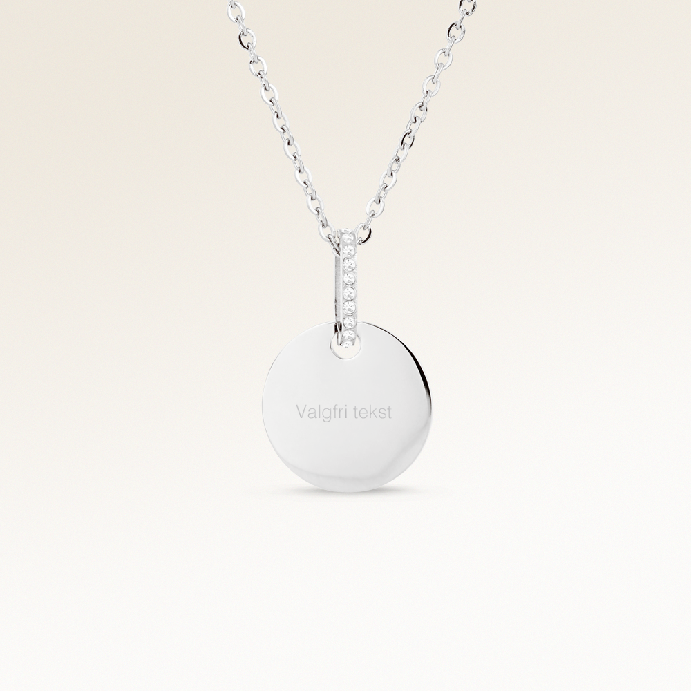 Circle Necklace with Zirconia - Engraving (Silver)