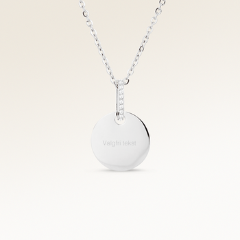 Circle Necklace with Zirconia - Engraving (Silver)