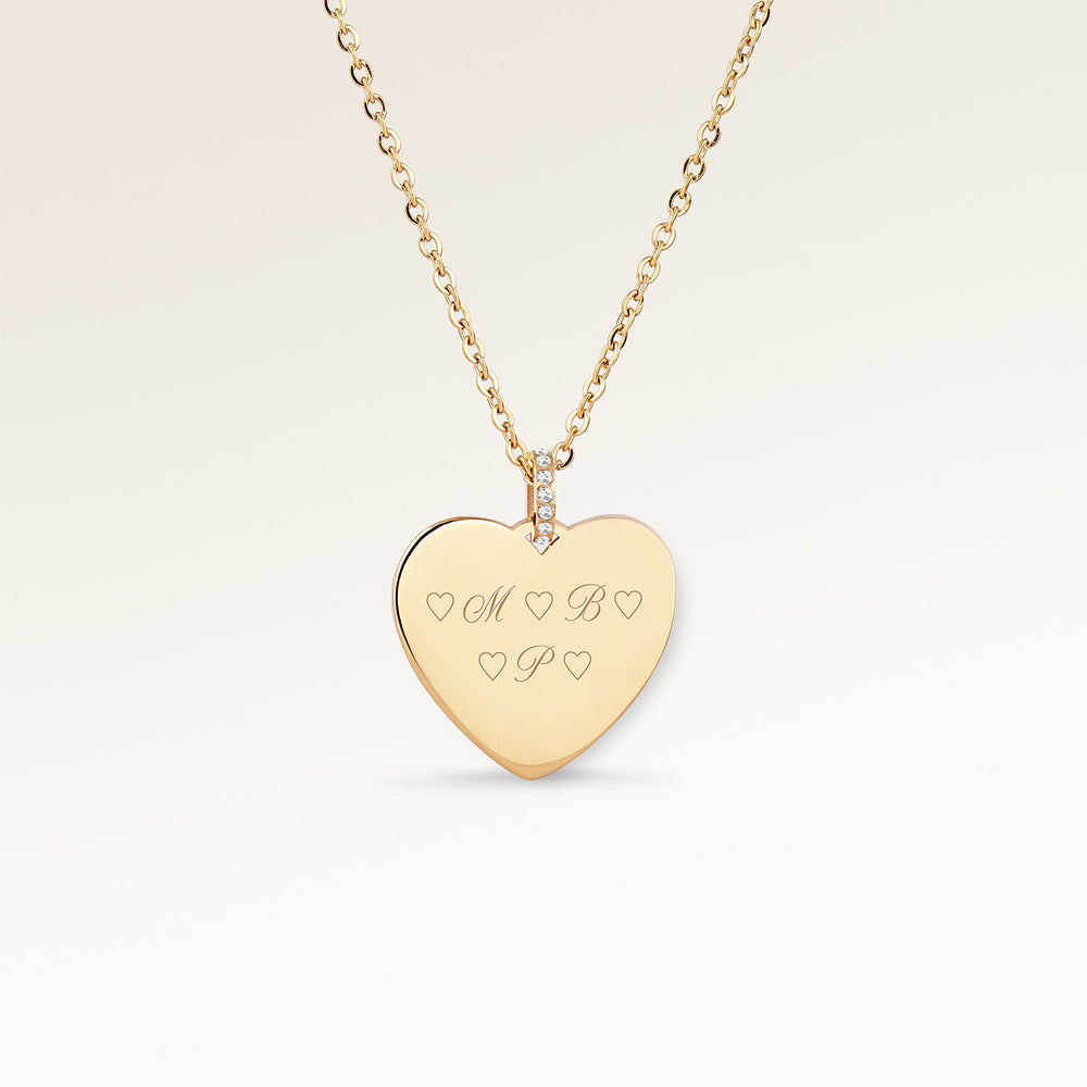 Soleil Heart-Shaped Necklace - Engraving (Gold)