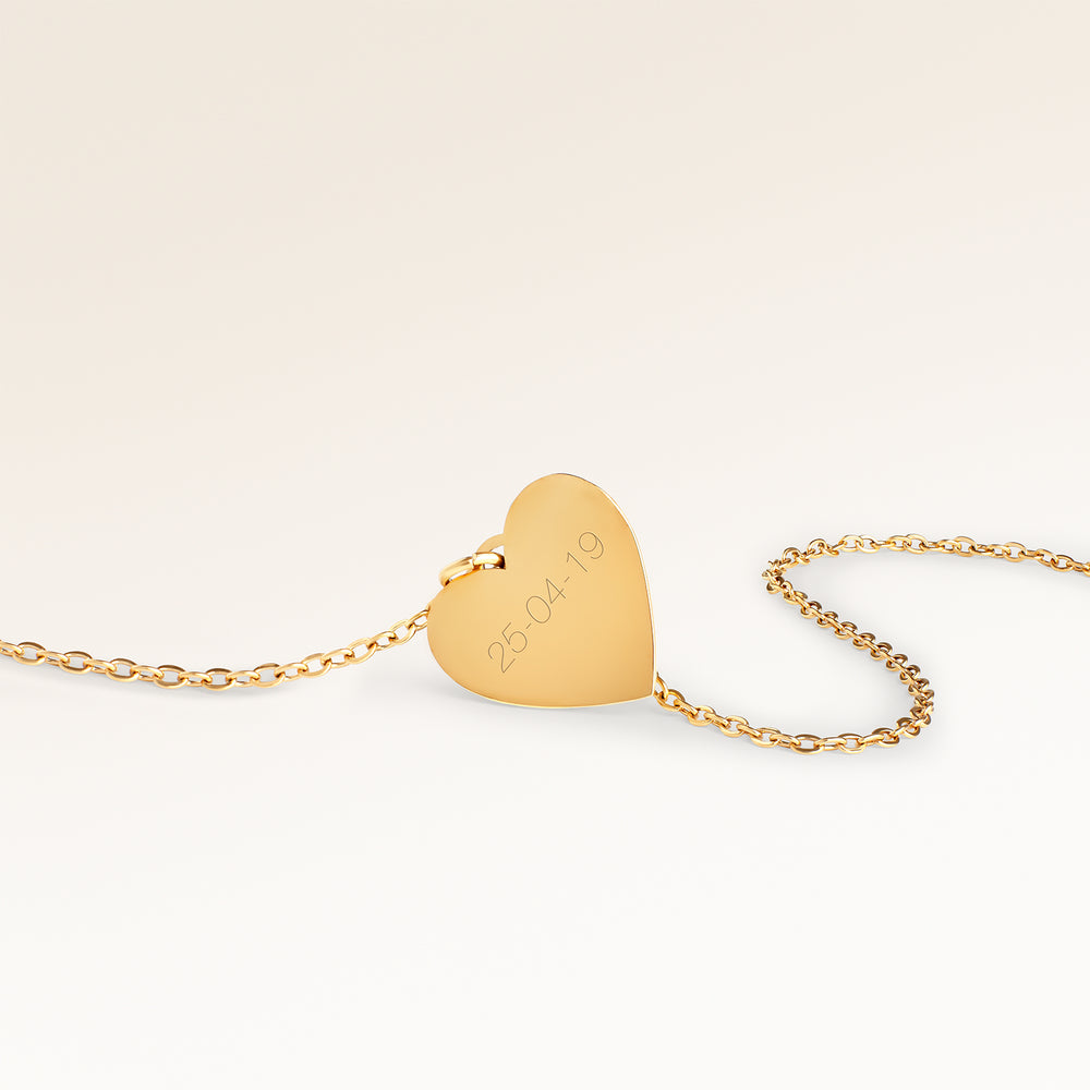 Collier Cœur Vagues de l’Océan – Gravure (Or)