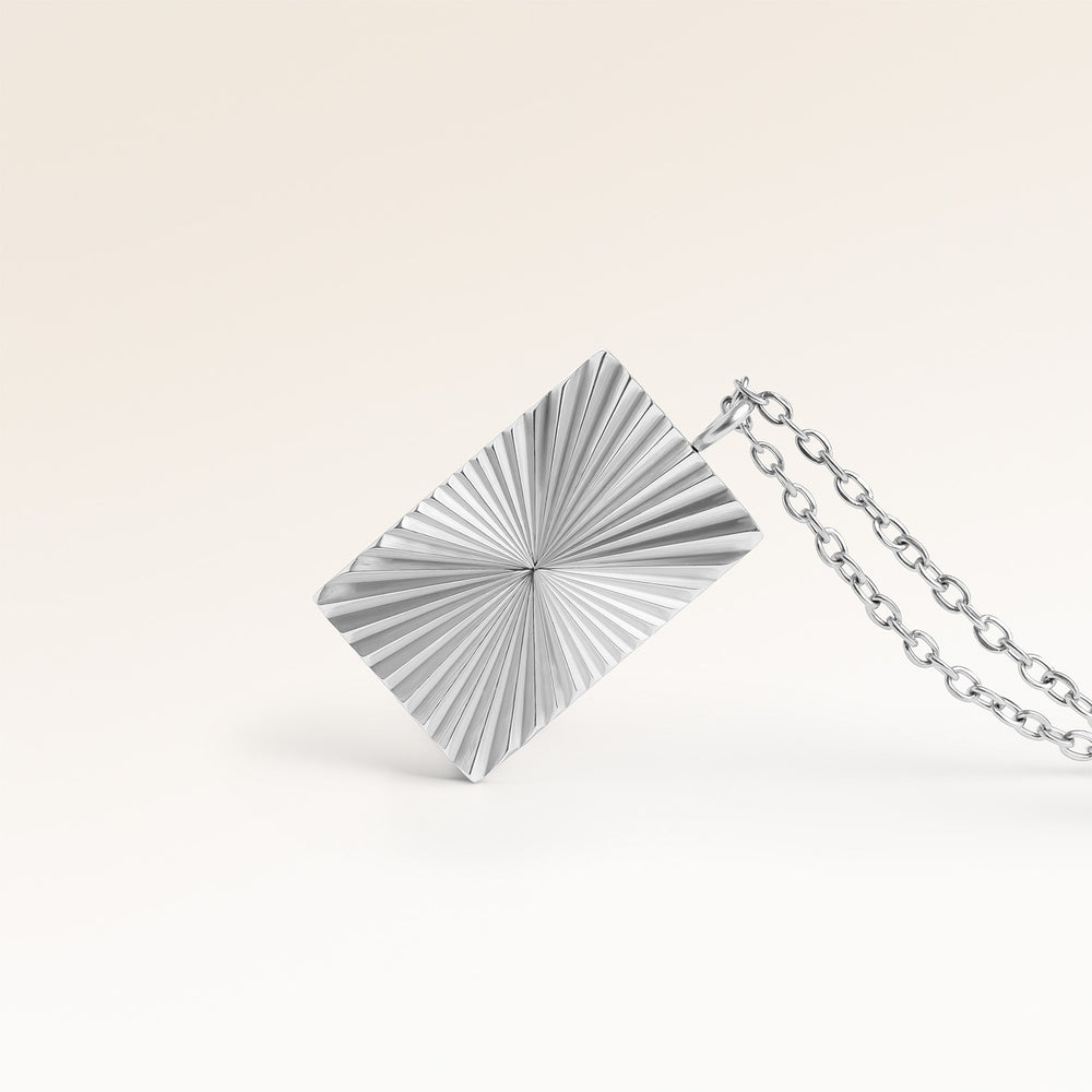 Collier Soleil Carré - Gravure (Argent)
