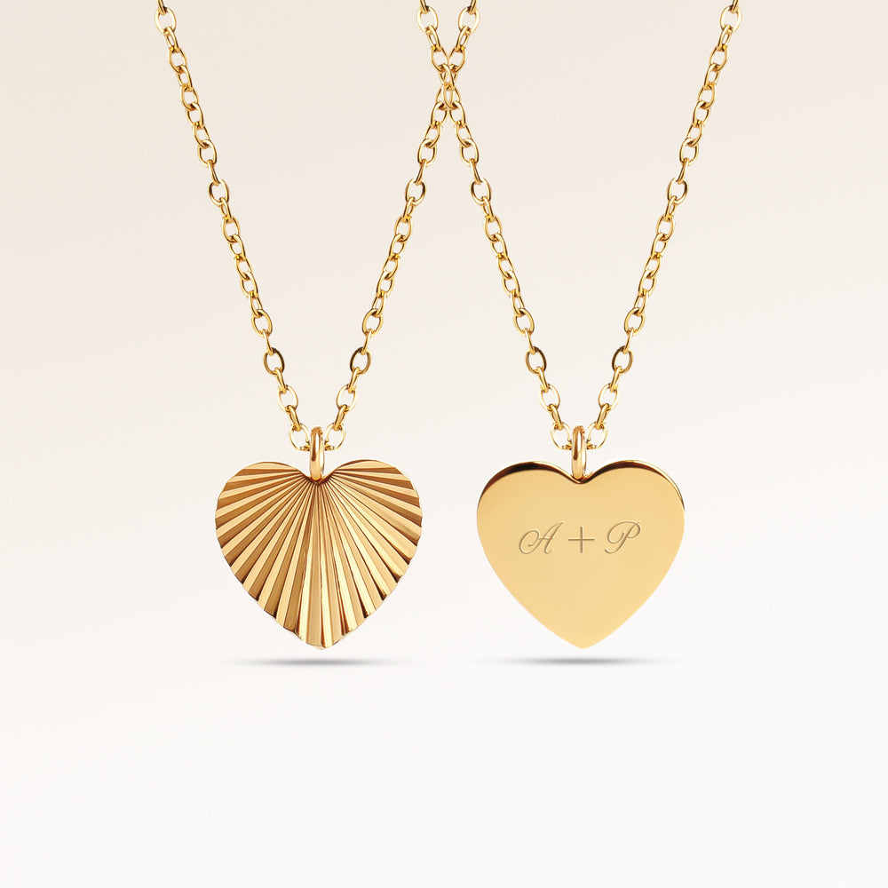 Soleil Heart-Shaped Necklace - Engraving (Gold)