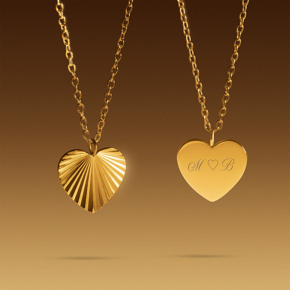 Soleil Heart-Shaped Necklace - Engraving (Gold)